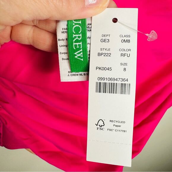 NWT J Crew Ruched Ruffled One Piece Bathing Suit Swim Fuchsia Size 8 - Picture 6 of 7